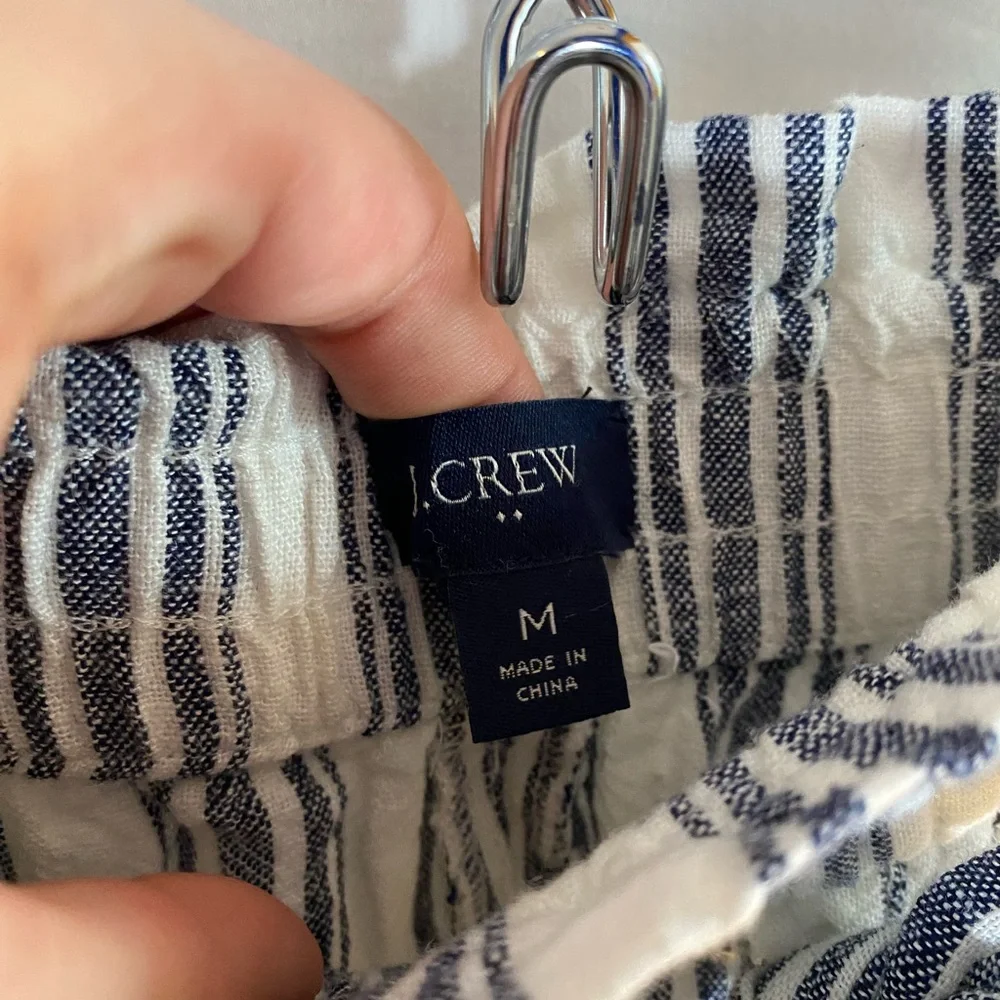J. Crew Striped Blue and White Women's Medium Shorts, Linen/Viscose